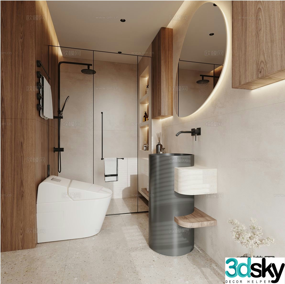 Wabi-sabi bathroom bathroom master bathroom 3d model