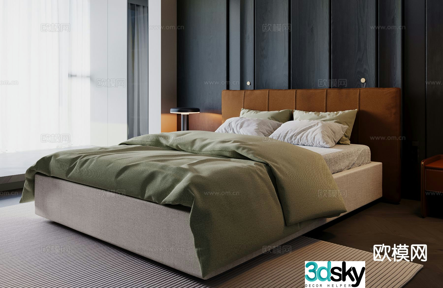 Modern double bed 3d model