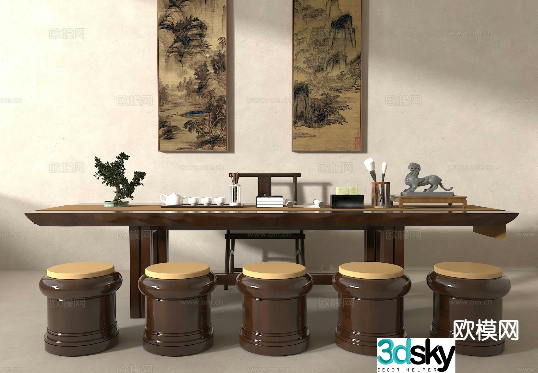 New Chinese tea table tea table tea table chair 3d model