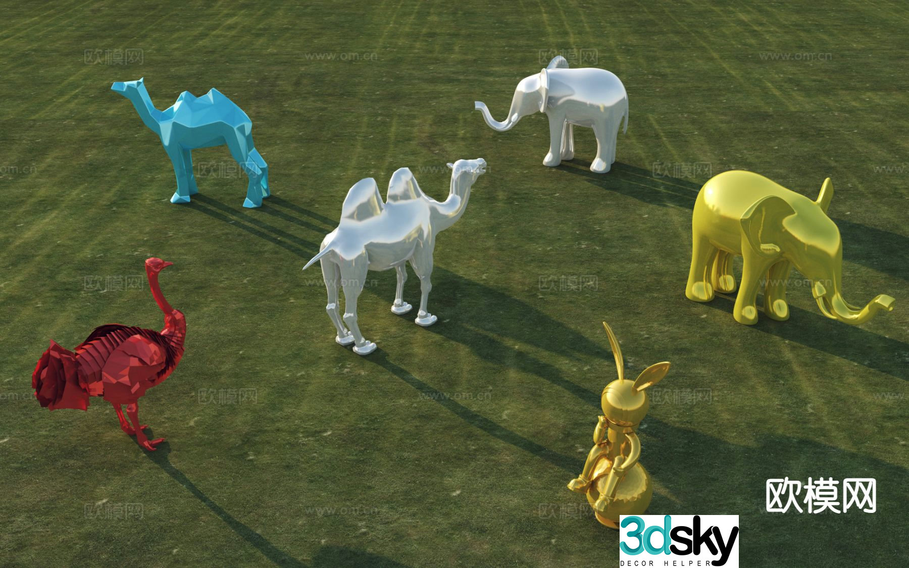 Modern sculpture sketch animal sculpture 3d model