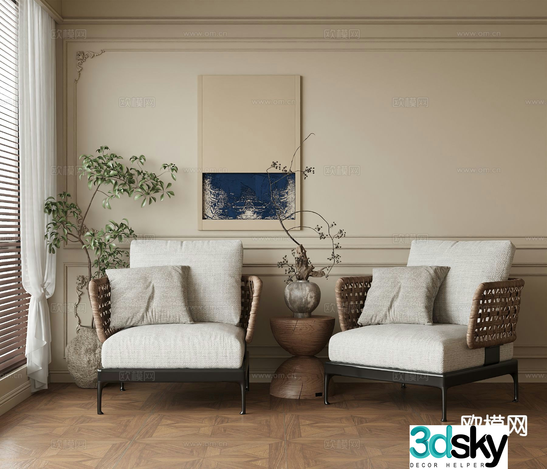 Medieval style sofa chair leisure chair 3d model