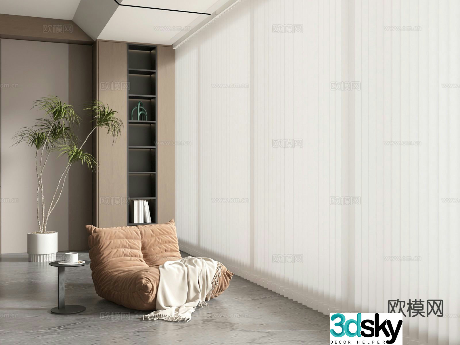 Dream curtain venetian blind lazy sofa curtain 3d model