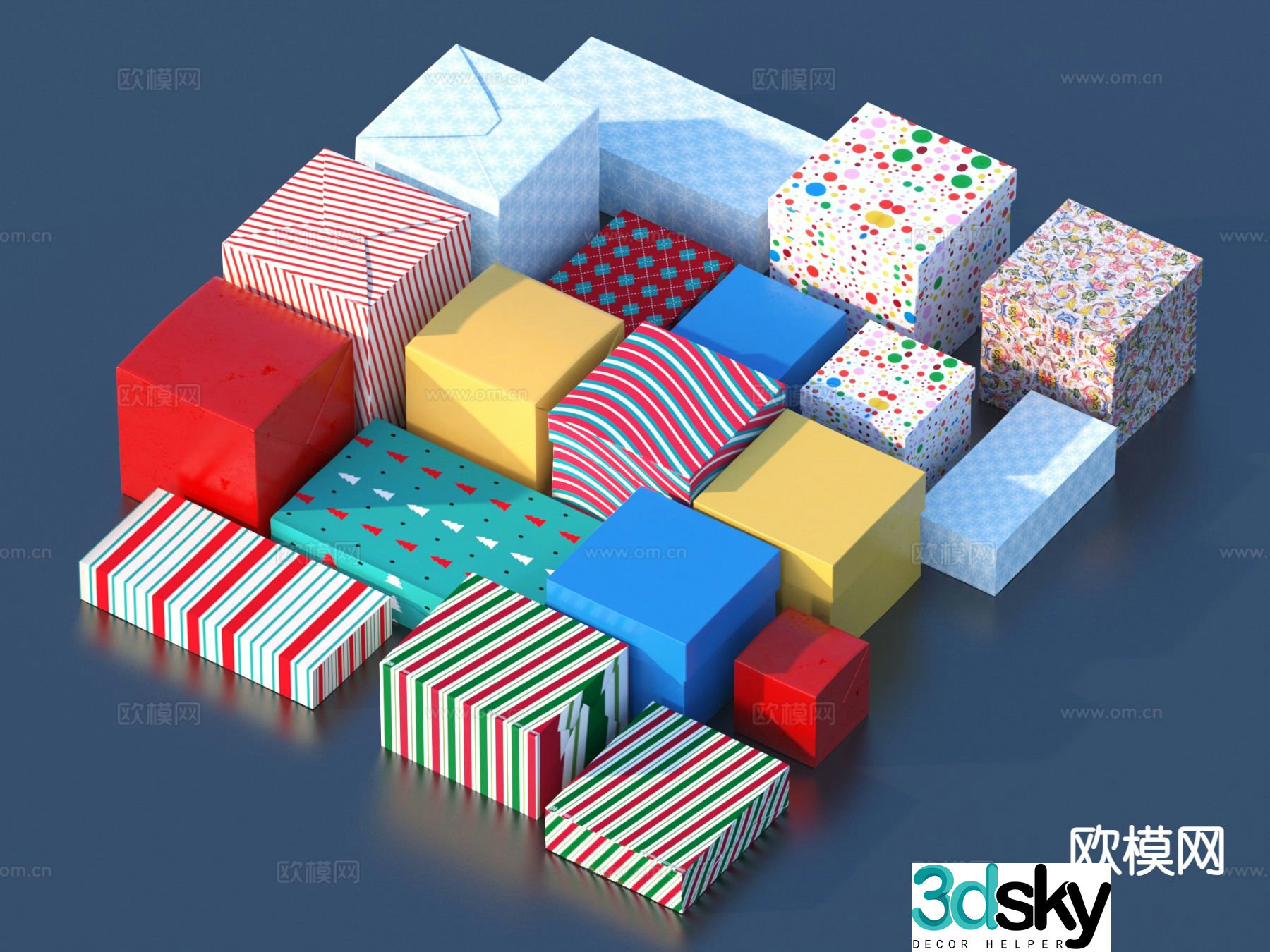 carton box gift box 3d model
