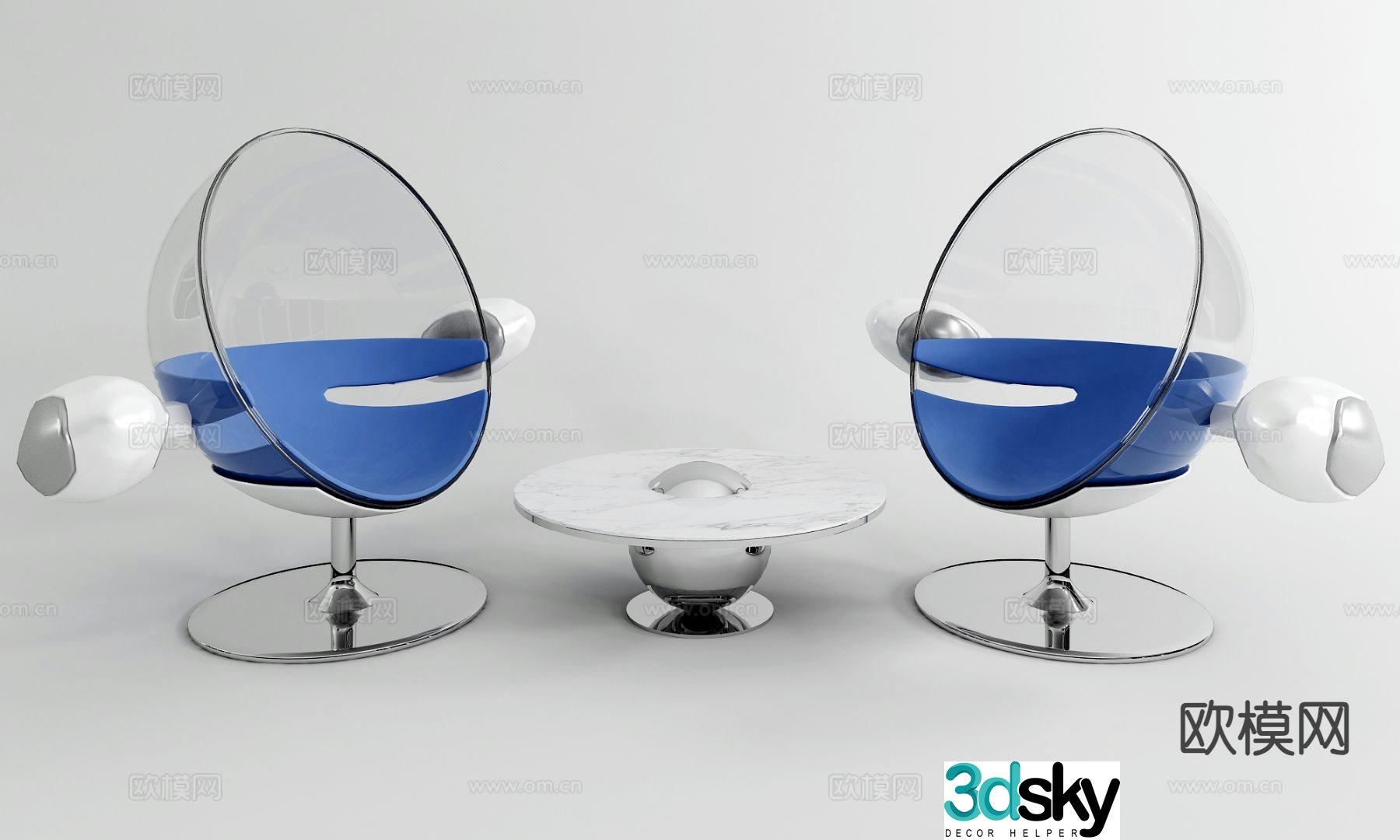 Modern leisure table and chairs 3d model