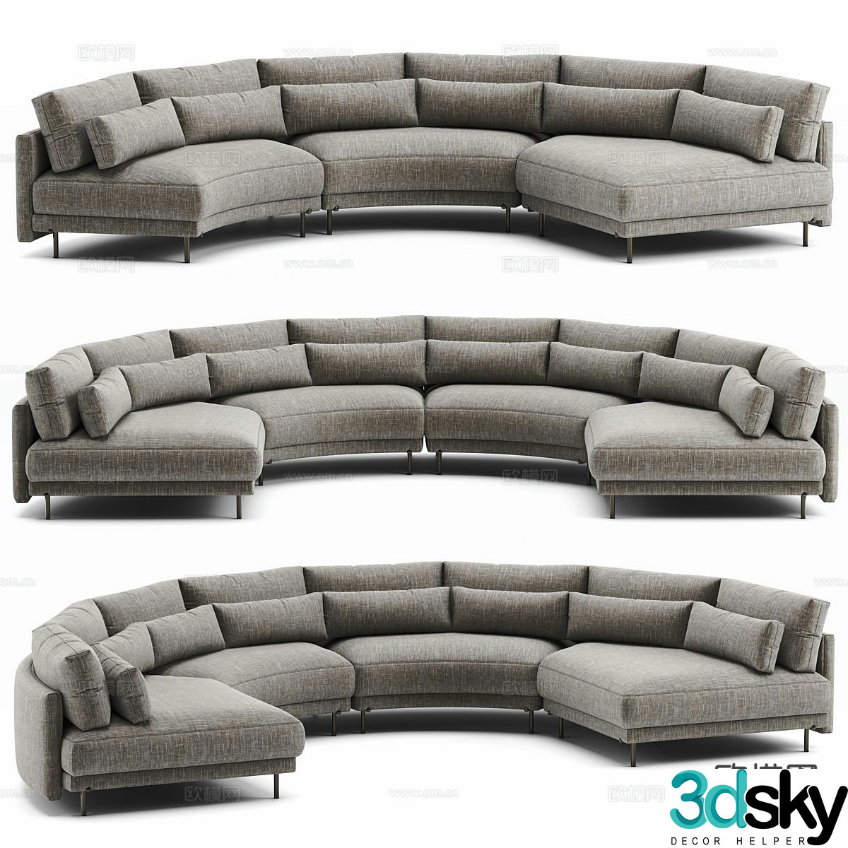 Modern minimalist sofa multi-person sofa curved sofa 3d model