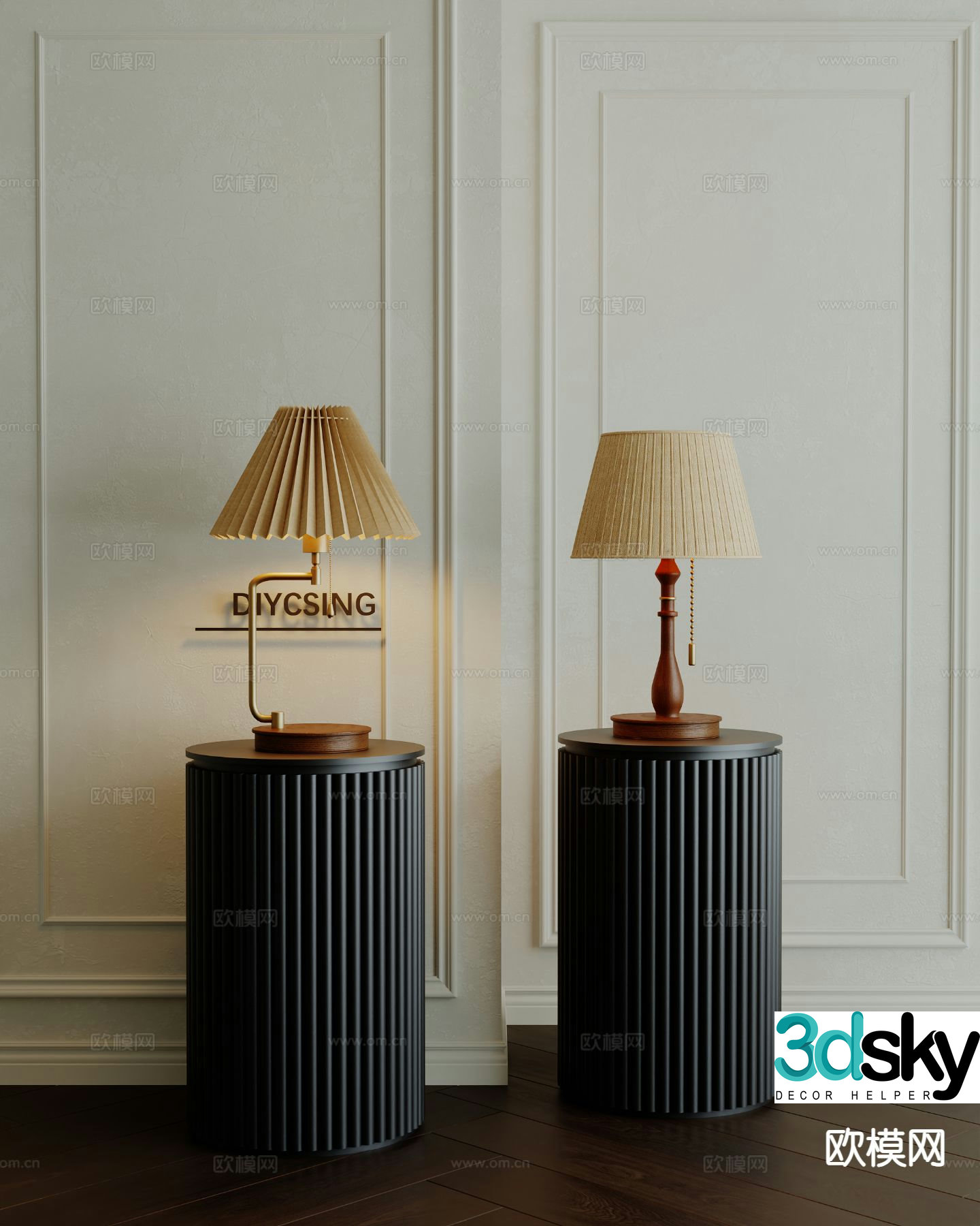 French table lamp medieval style table lamp 3d model
