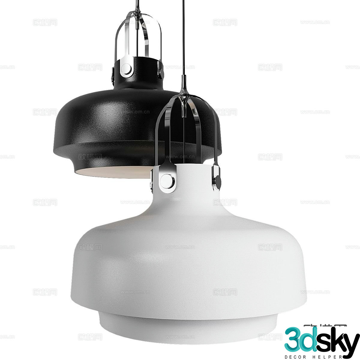 Industrial style small chandelier 3d model