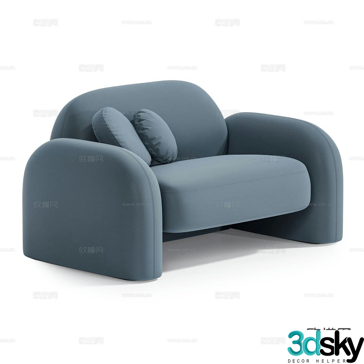 Modern double sofa fabric sofa 3d model