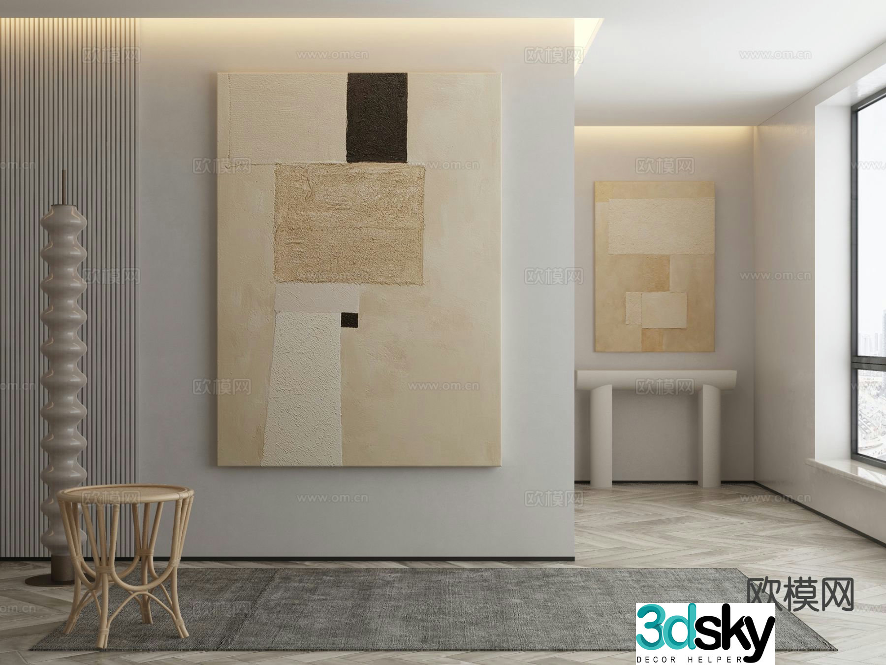 Modern decorative painting abstract painting texture painting 3d model