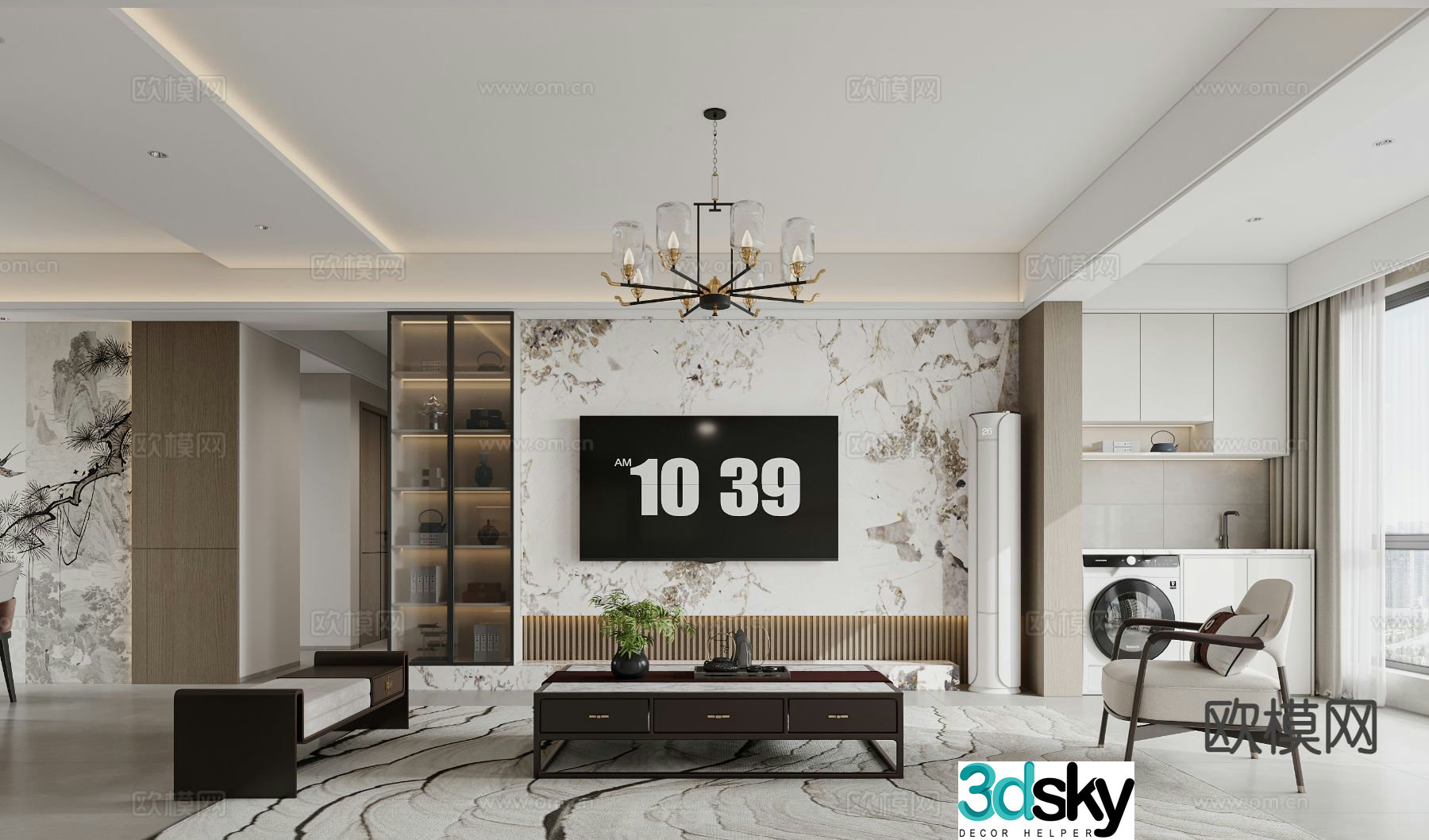New Chinese style living room 3d model