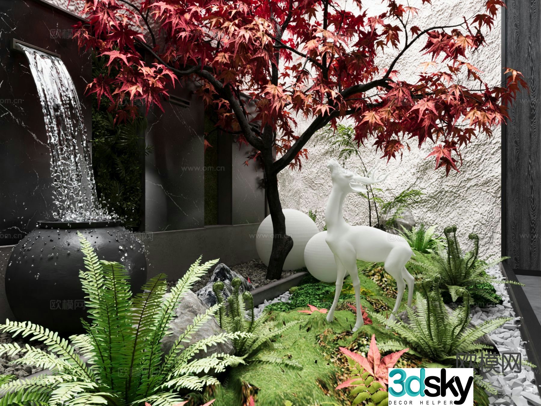 Modern interior landscape basement 3d model