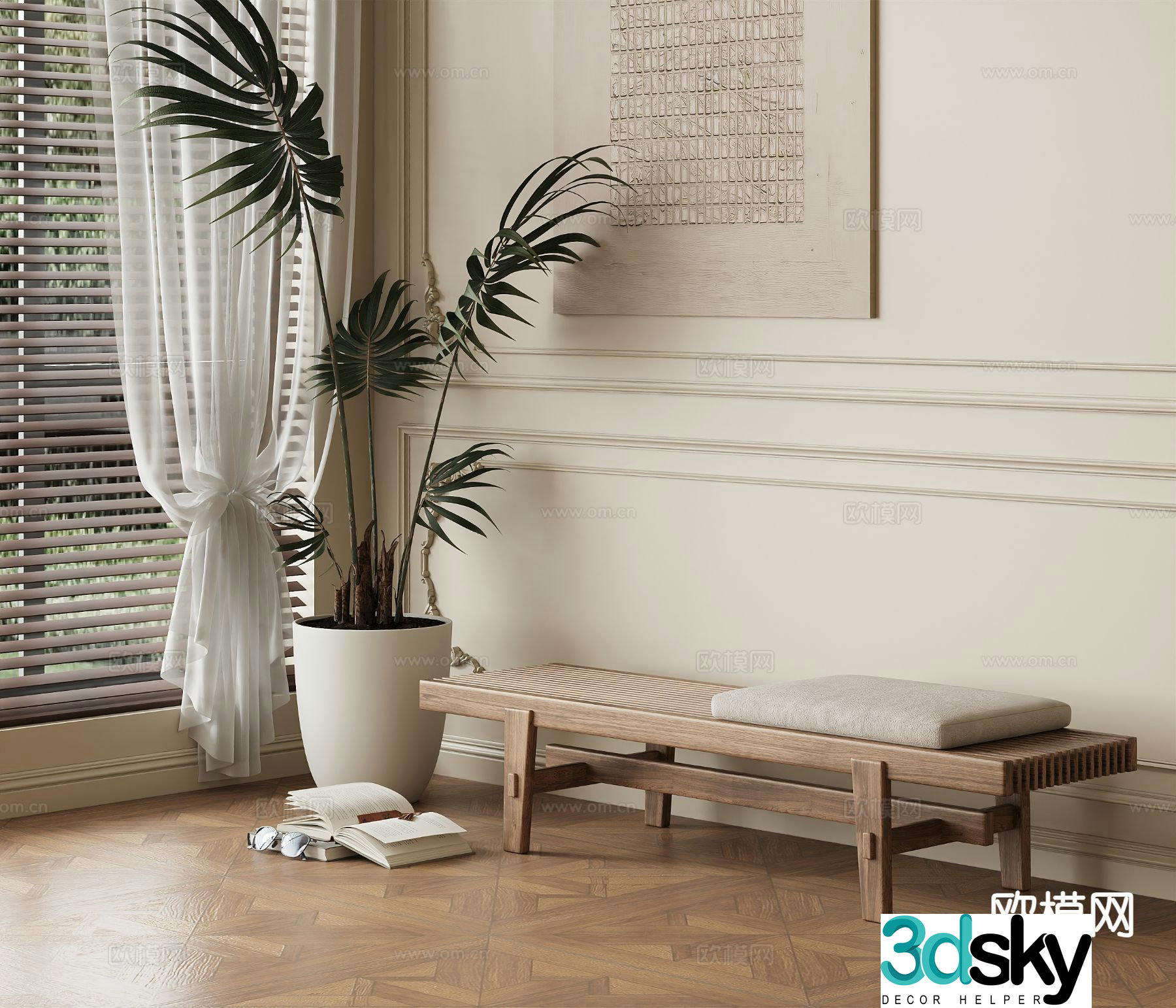 wabi-sabi stool bench wooden bench bench 3d model