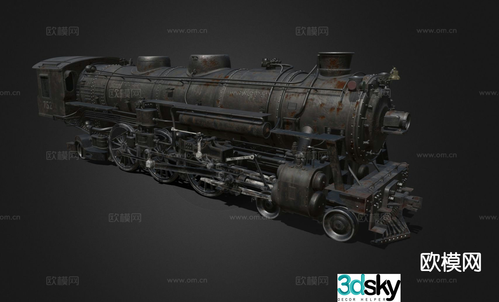 steam engine locomotive train vintage locomotive 3d model