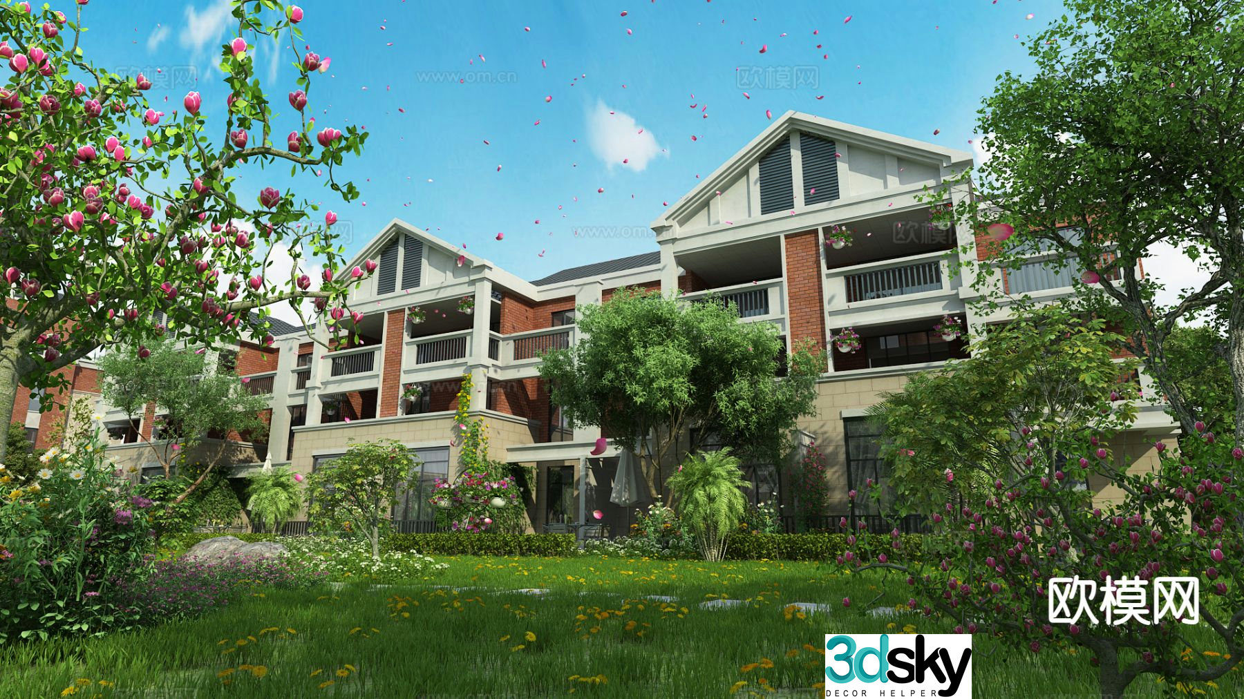 Modern private garden garden landscape 3d model