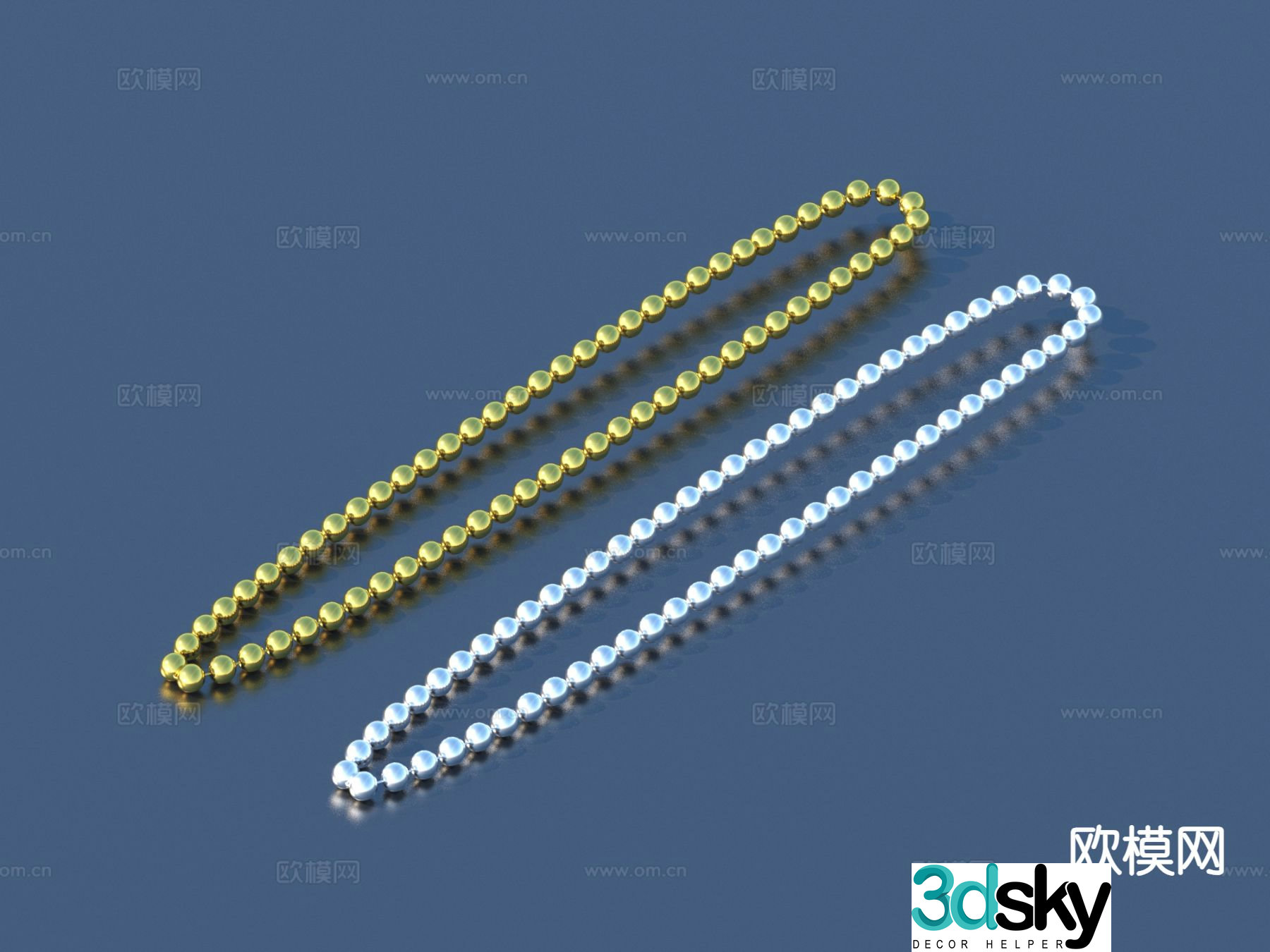 Bracelet Wenwan Gold and Silver Jewelry Bracelet Necklace 3D Model