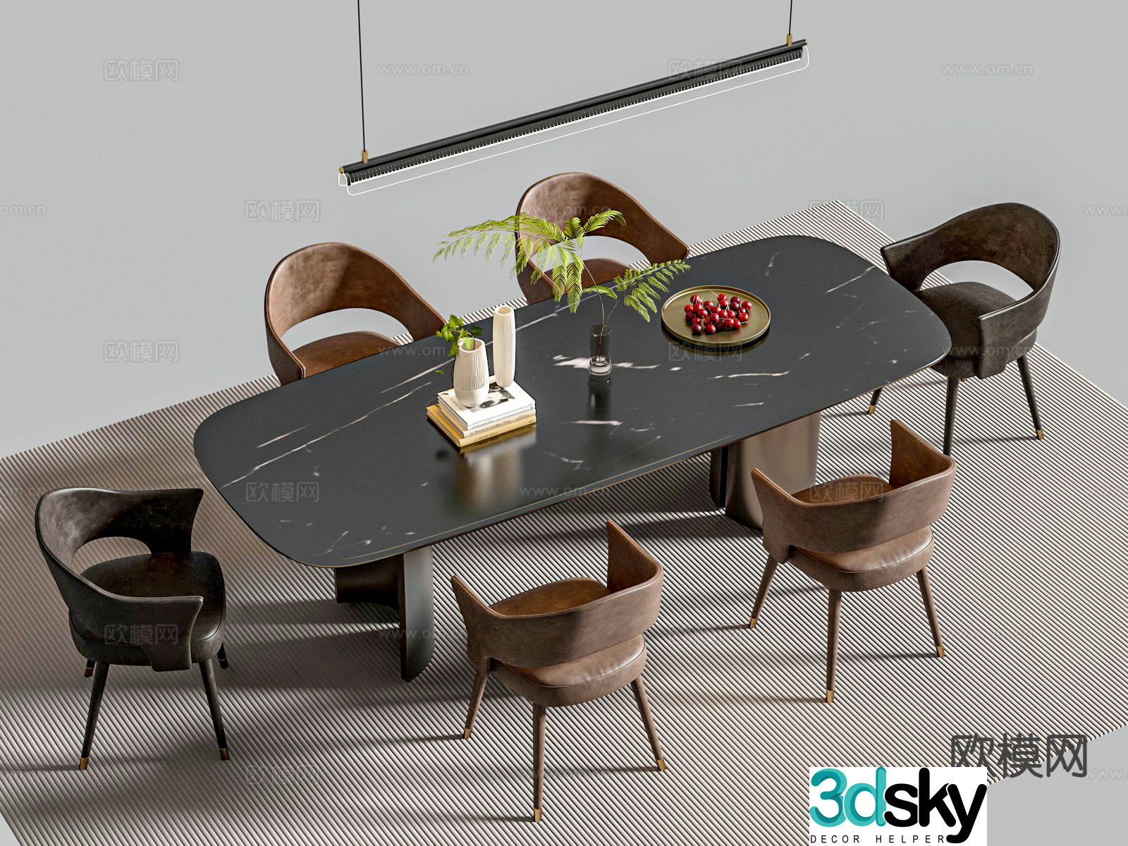 Italian dining table and chairs 3d model