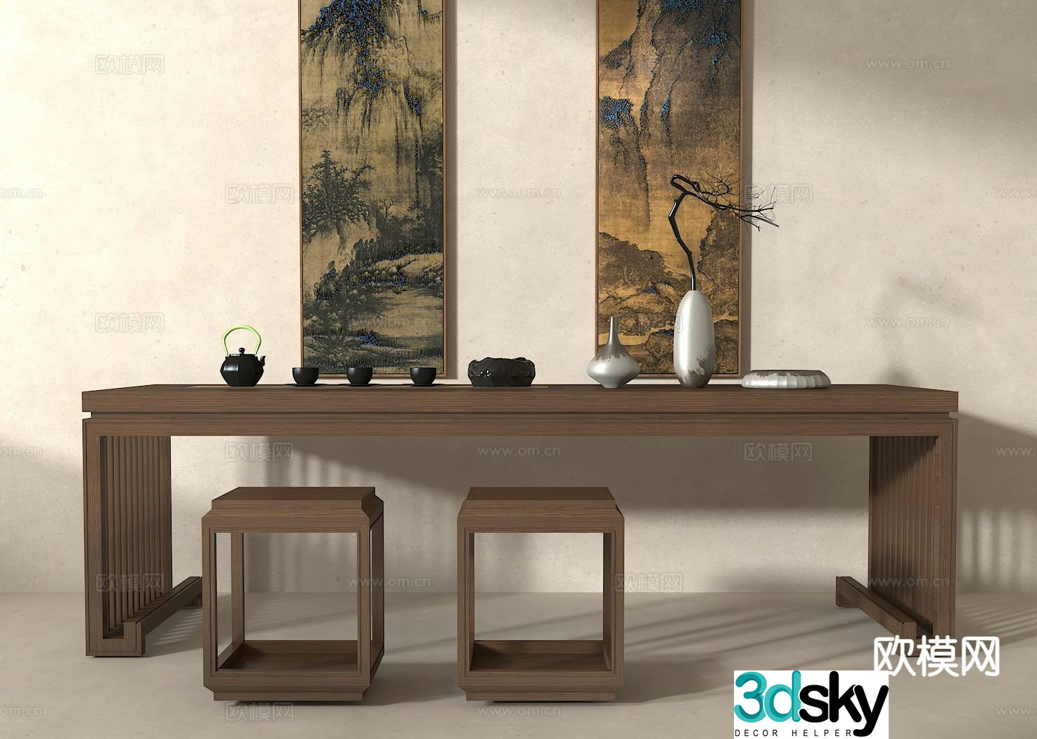 New Chinese tea table tea table tea table chair 3d model