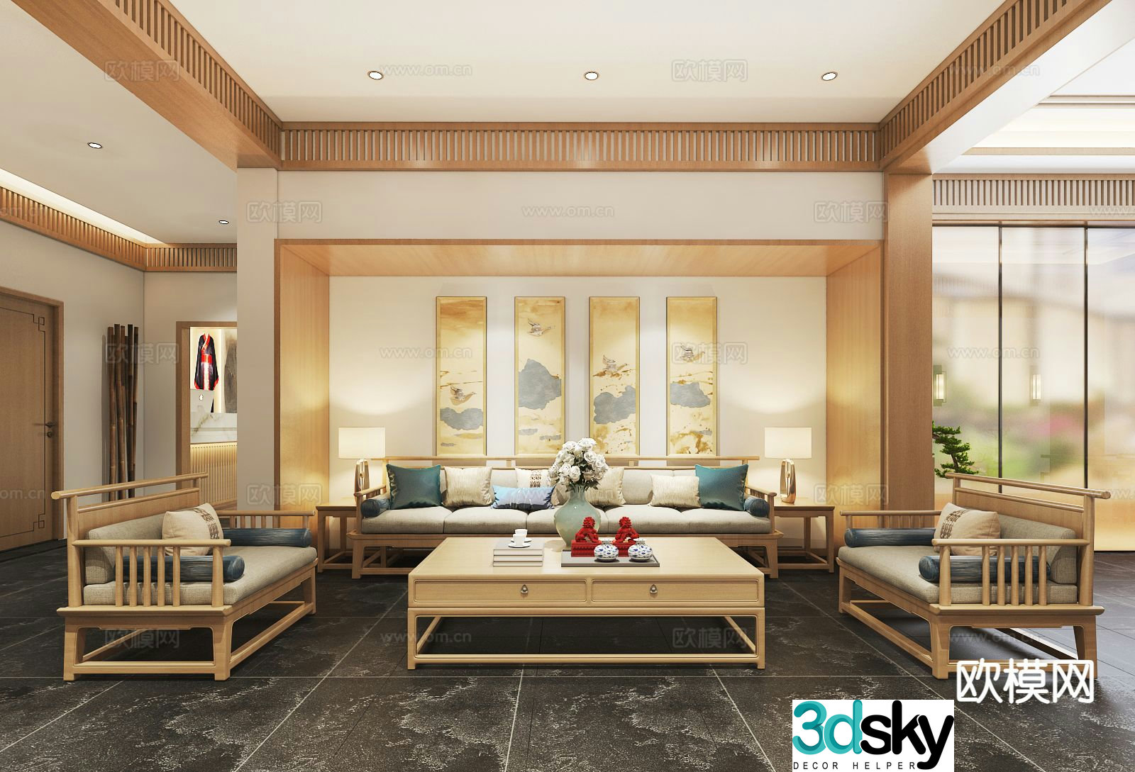 New Chinese style living room 3d model