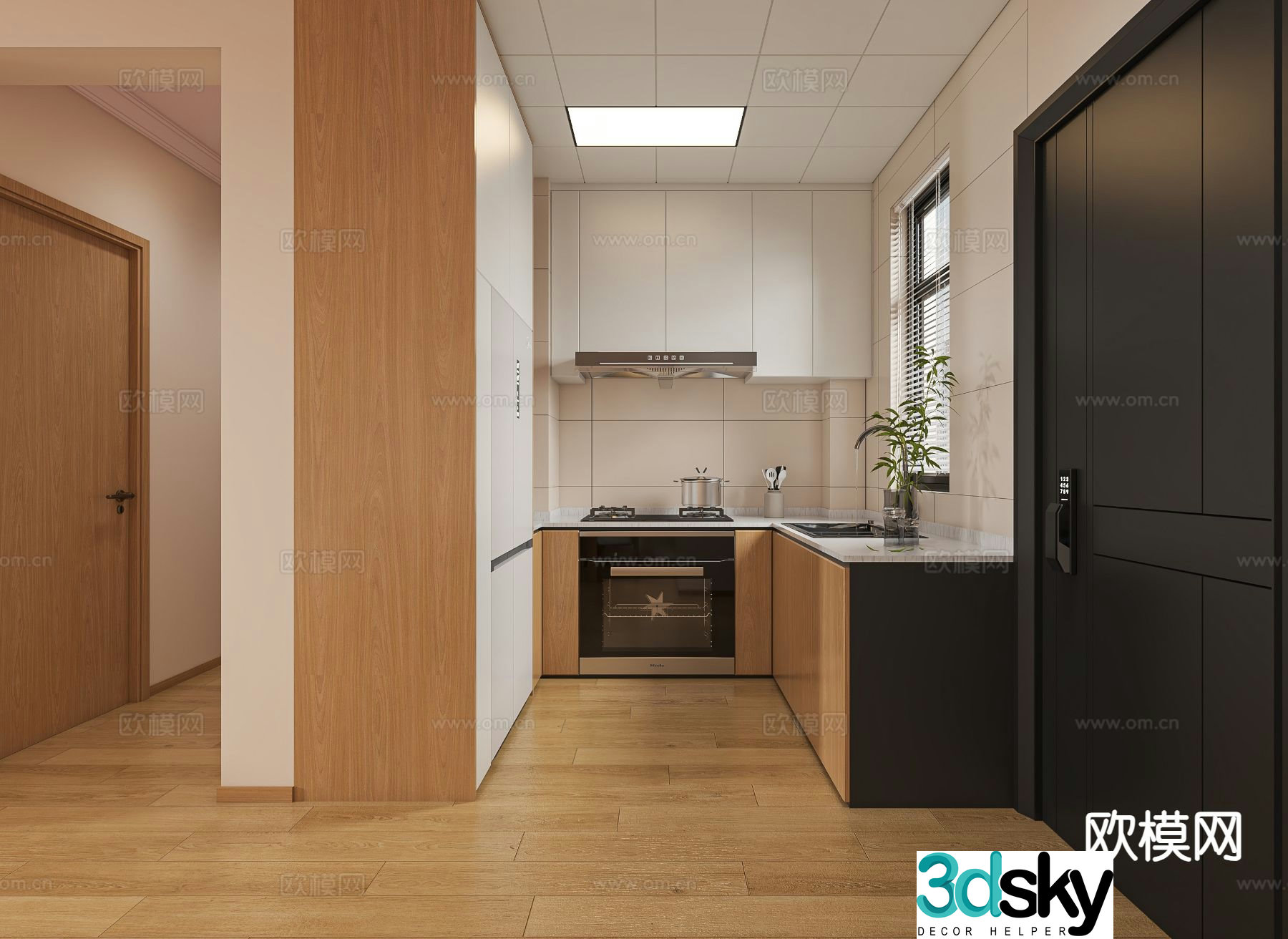 Log style kitchen 3d model