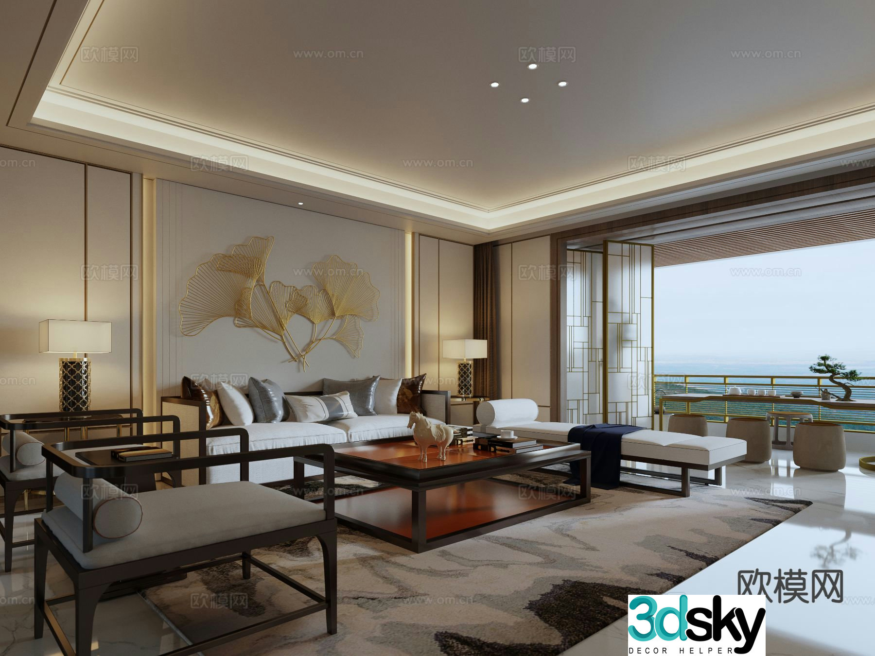 New Chinese style living room 3d model