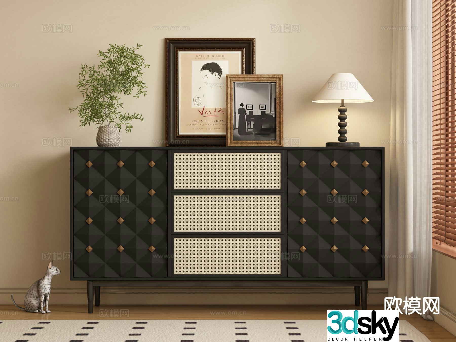 Medieval style entrance cabinet 3D model