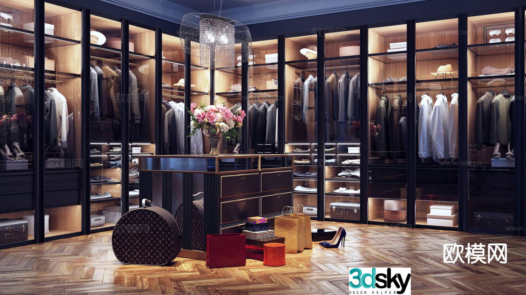 Italian style cloakroom wardrobe wardrobe 3d model