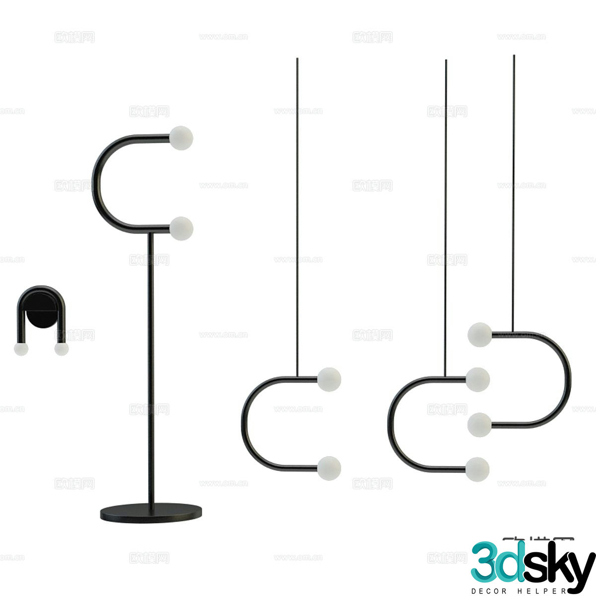 Italian minimalist floor lamp small chandelier 3D model