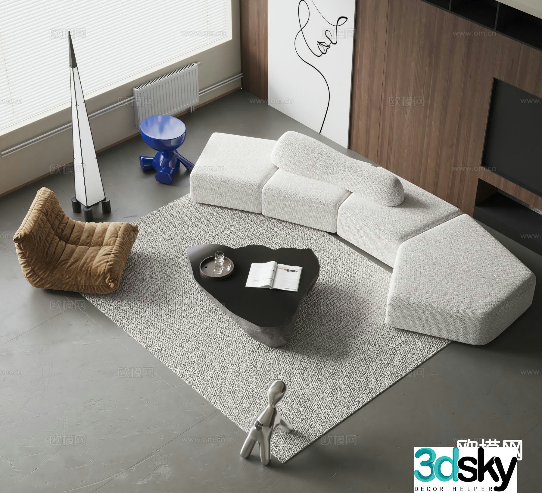 Modern sectional sofa 3d model