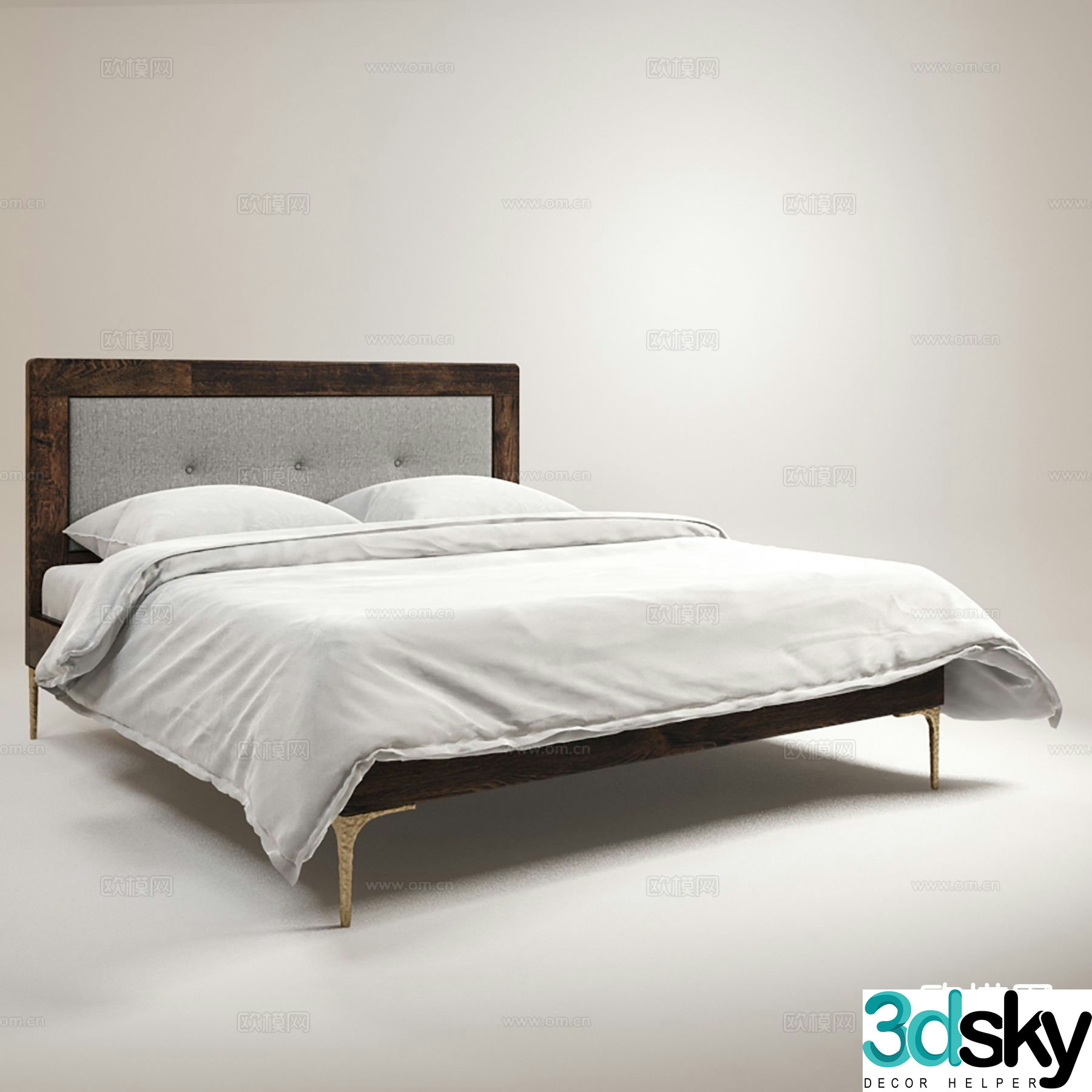 Modern double bed 3d model