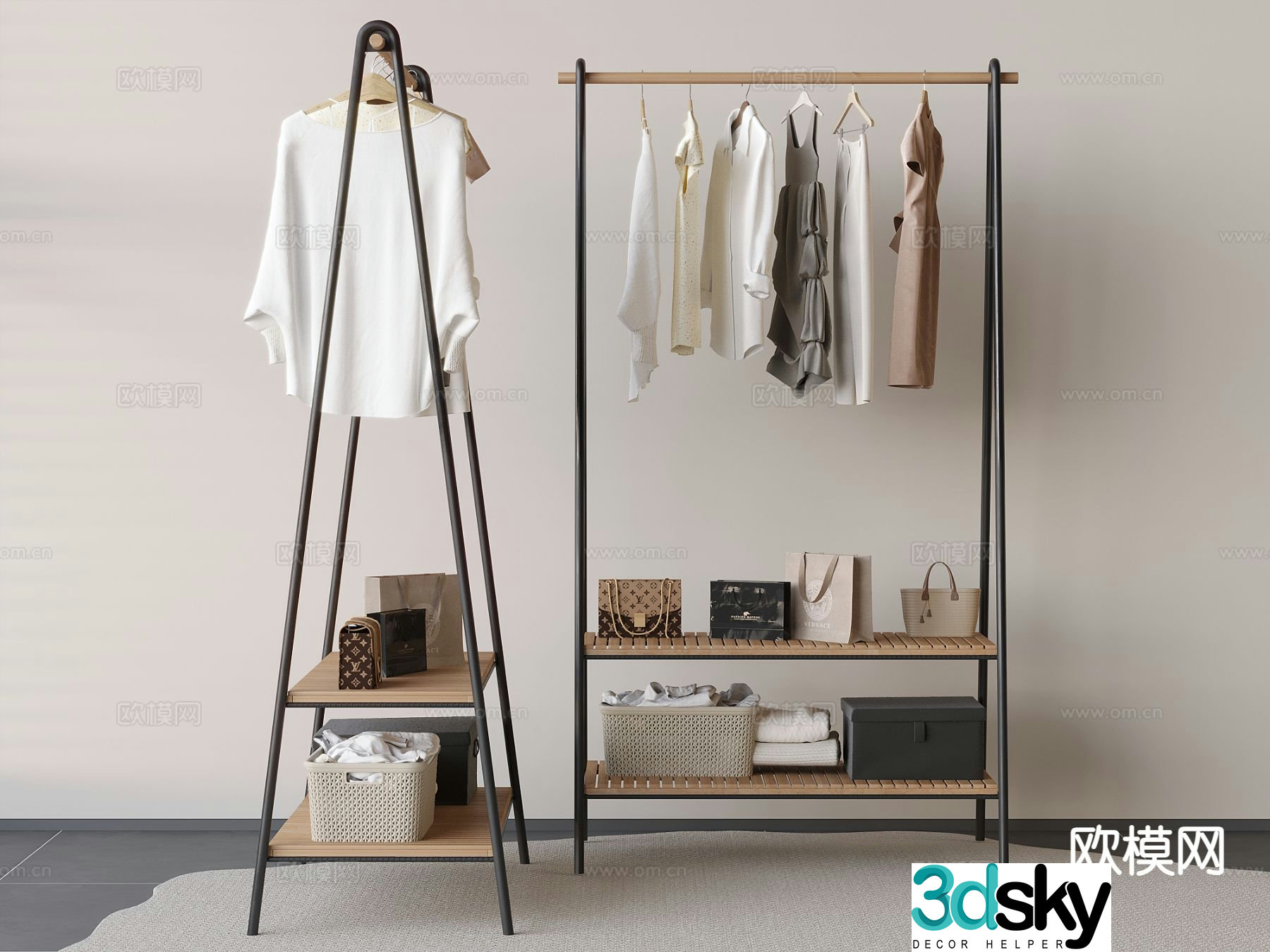 Floor-standing clothes rack coat rack coat rack 3D model