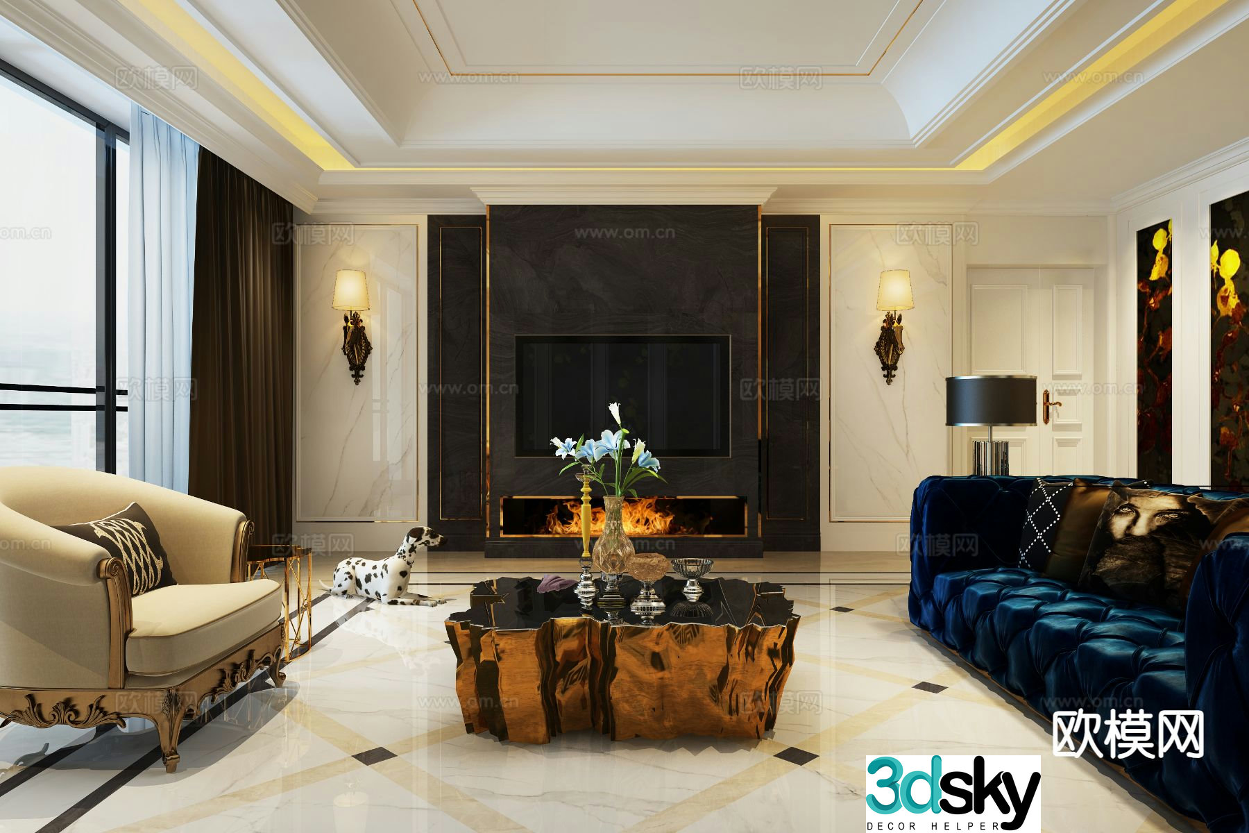 European style living room 3d model