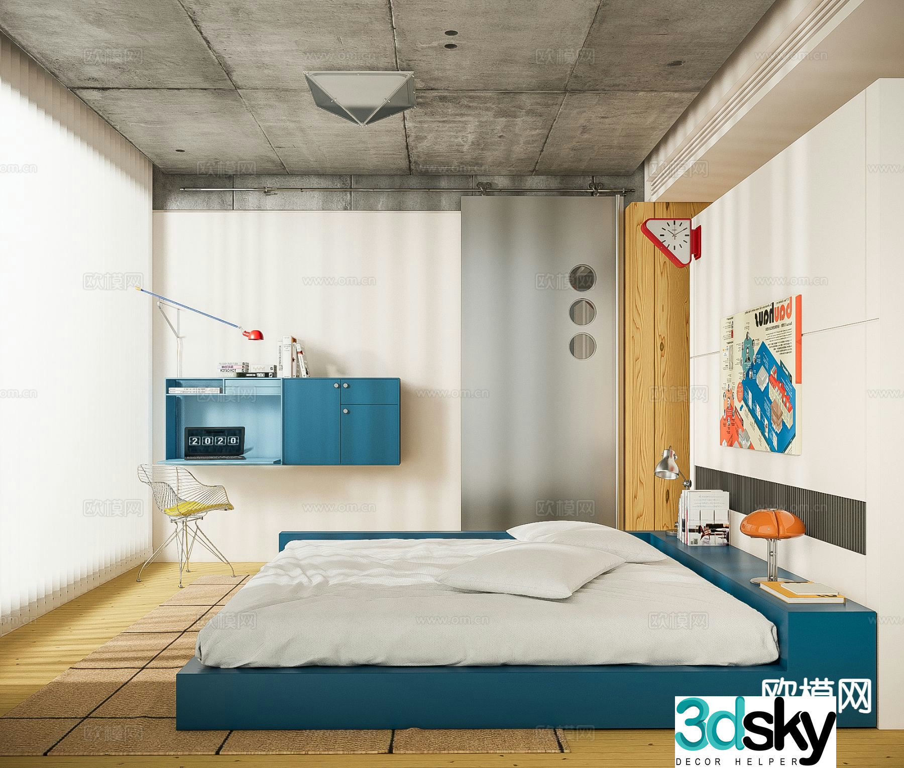 Bauhaus bedroom master bedroom 3d model