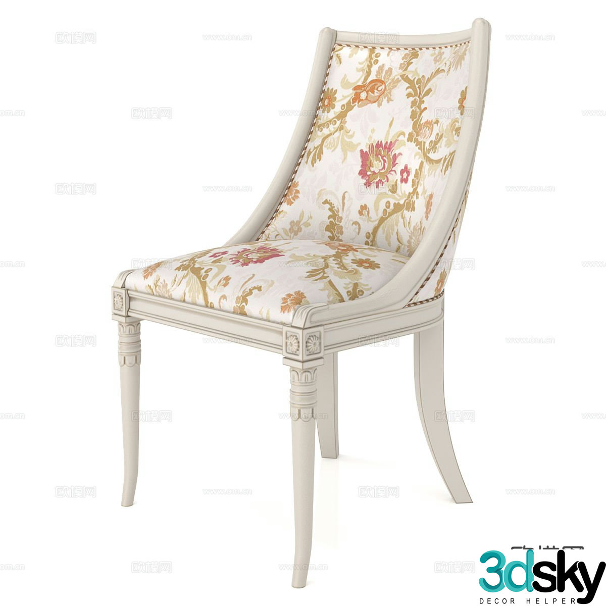 French simple dining chair chair single chair 3d model