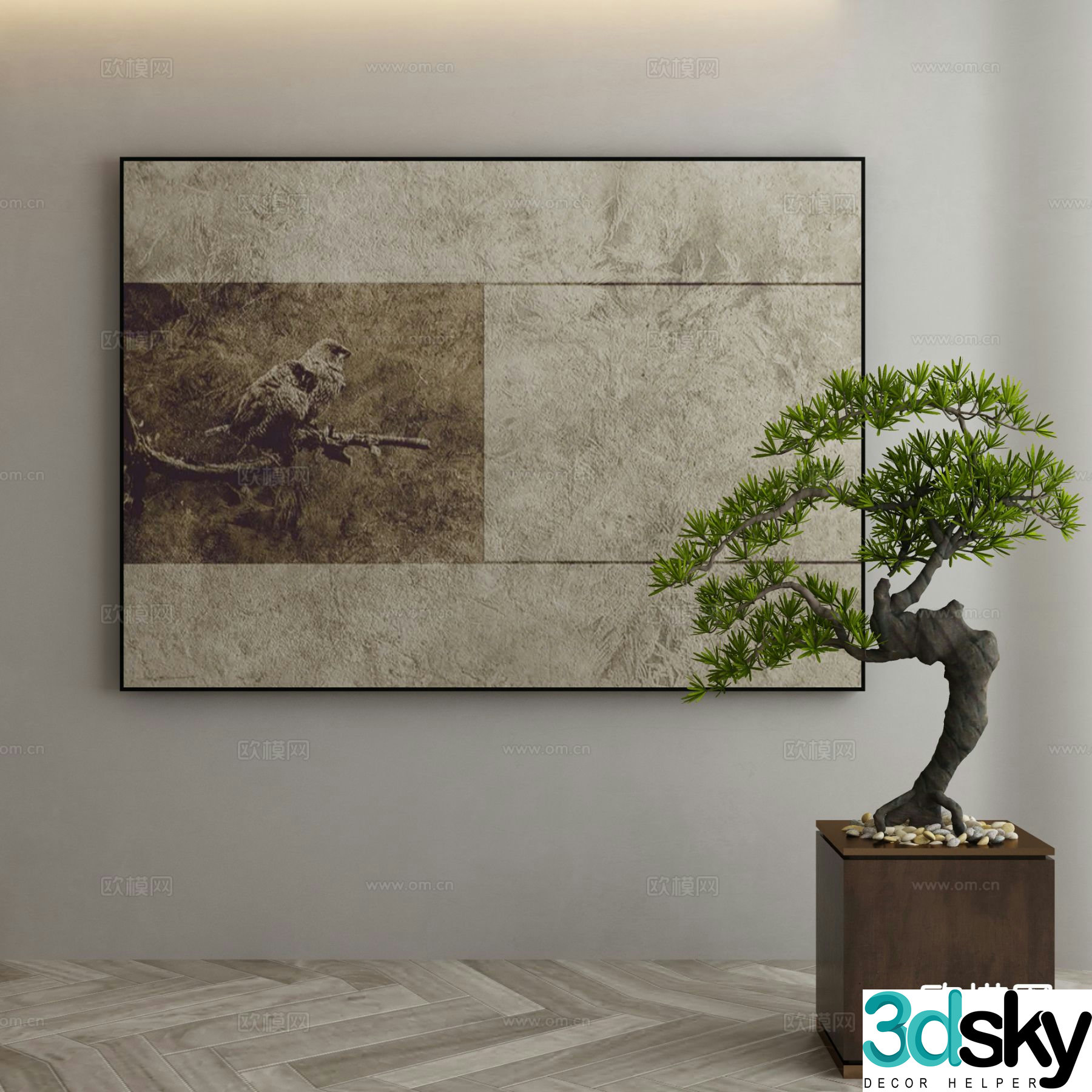 Modern texture painting decorative painting 3d model