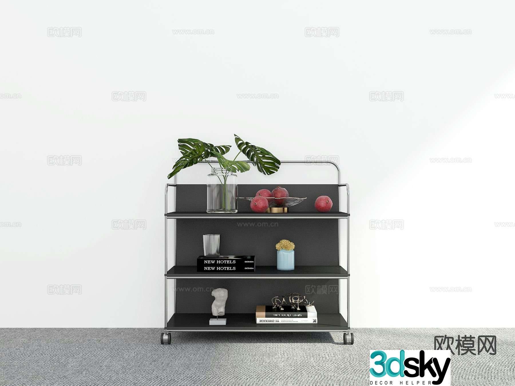 Modern trolley mobile side table 3d model