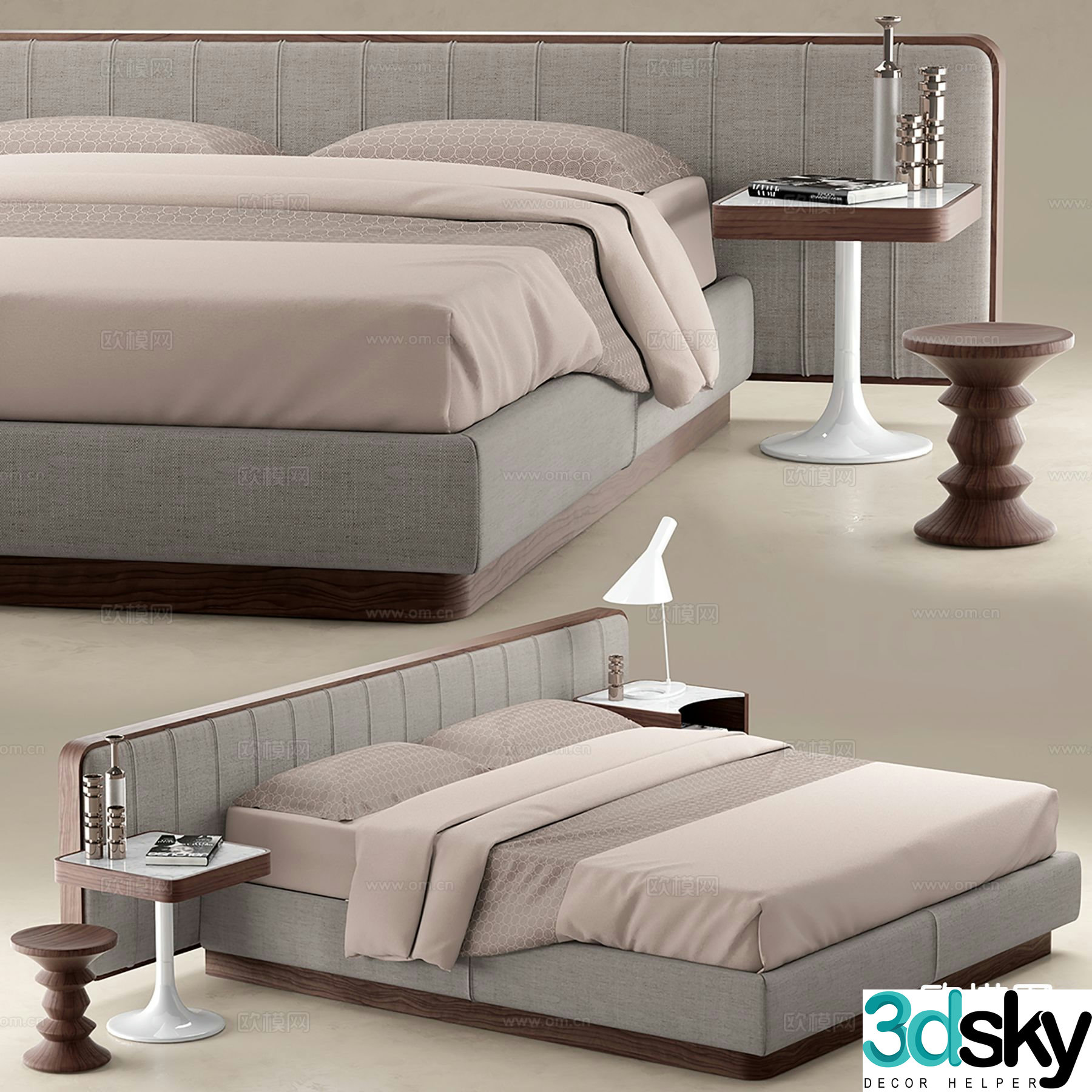 Modern double bed 3d model