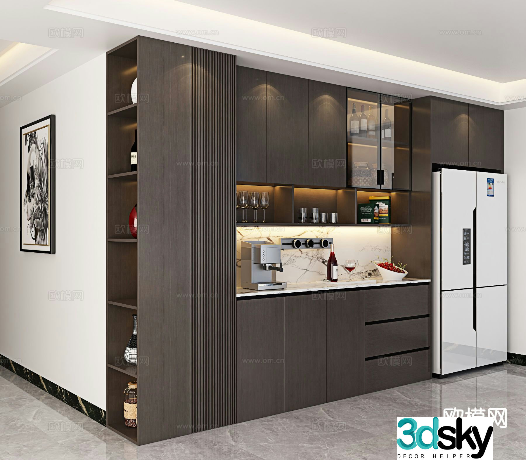 Modern wine cabinet sideboard 3d model