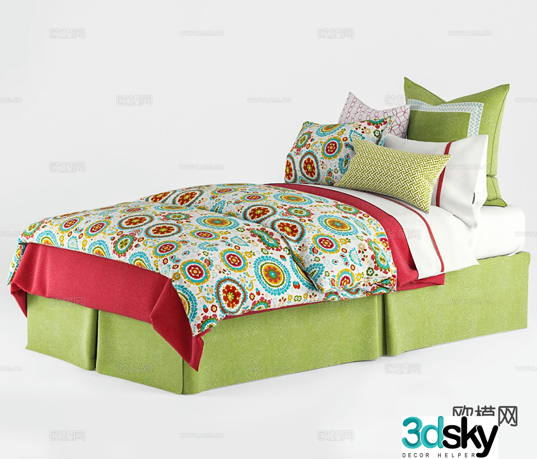 Modern single bed 3d model