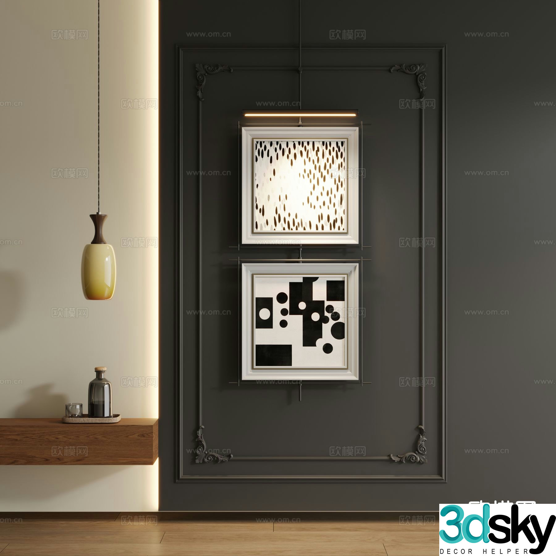 Medieval style decorative painting hanging painting 3d model