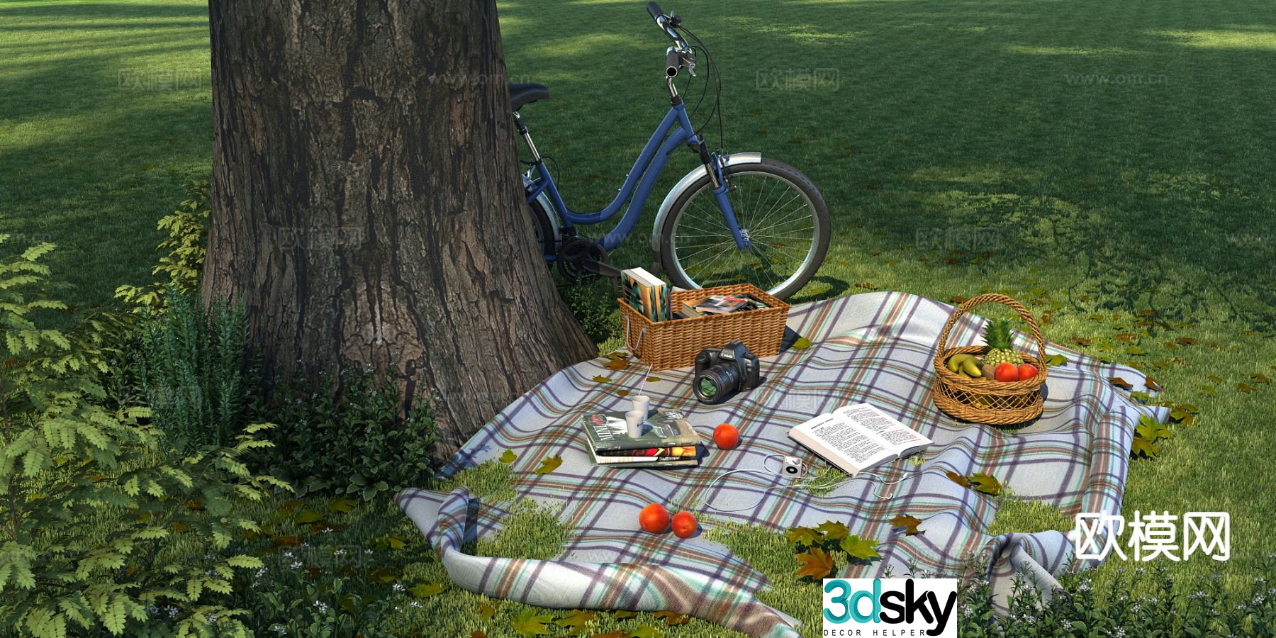 camping bicycle picnic camping equipment 3d model