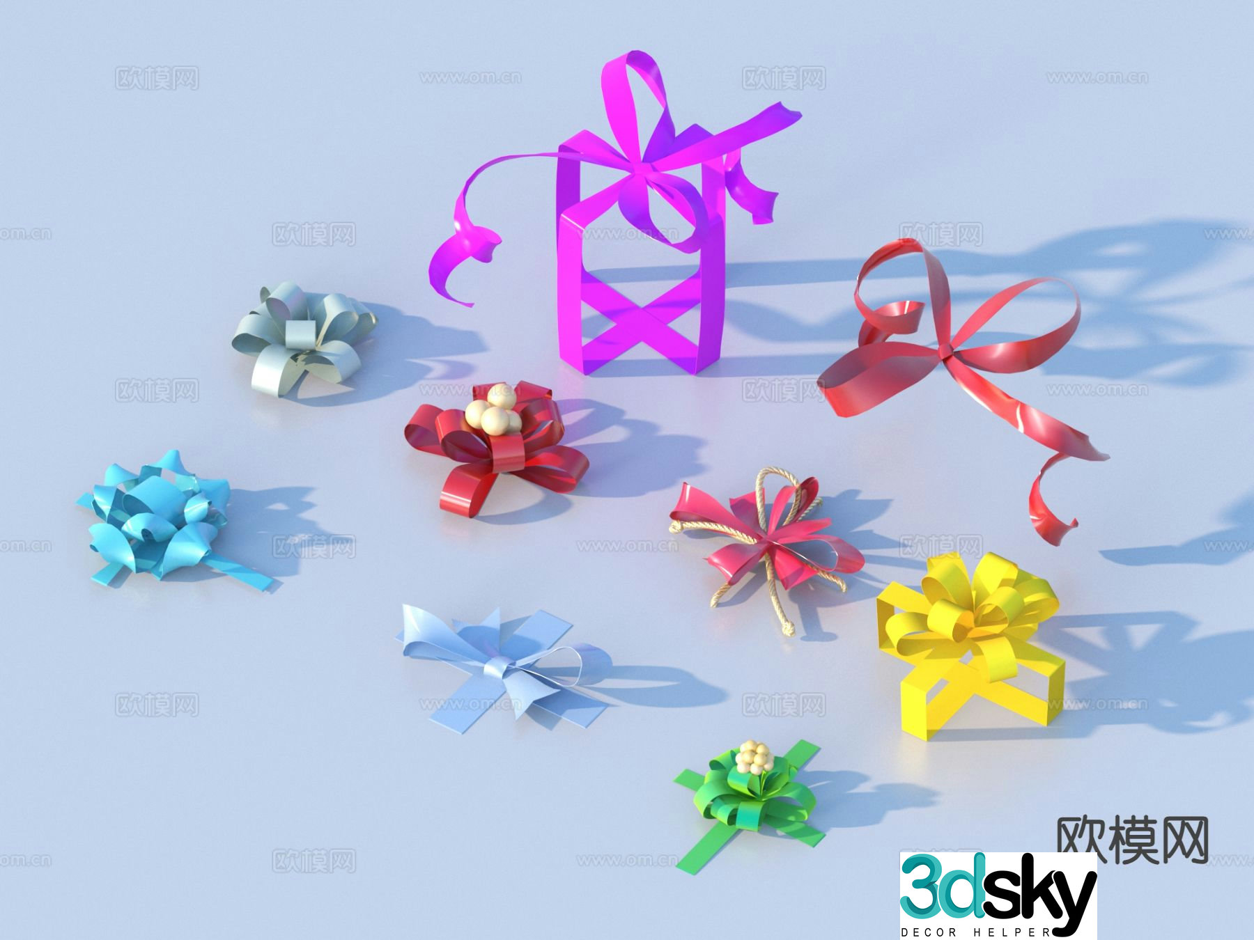 Ribbon bow butterfly flower flower shape 3d model