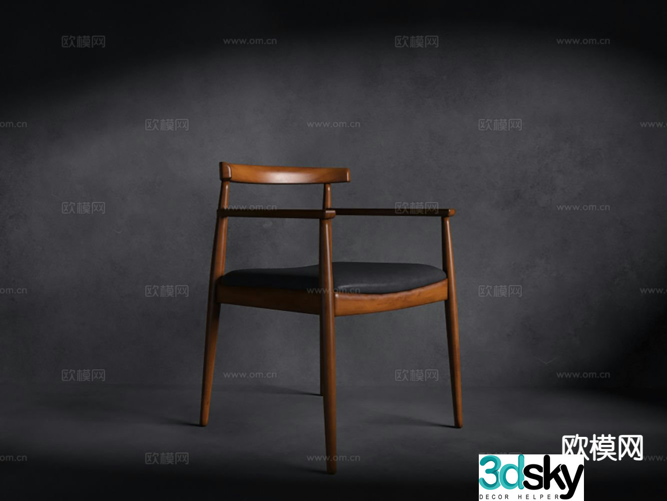 New Chinese style single chair solid wood chair tea chair leisure chair 3d model