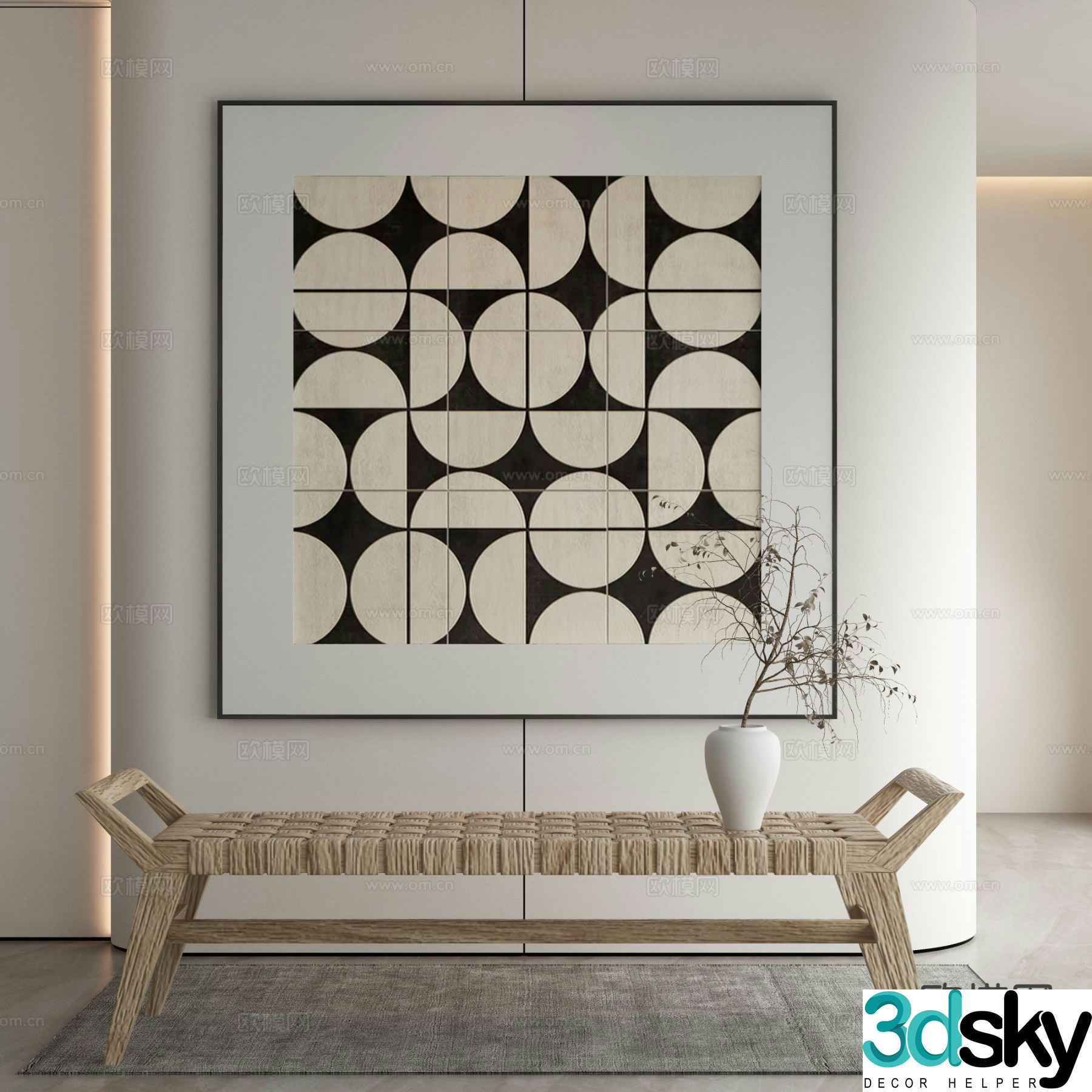 Modern texture painting decorative painting 3d model