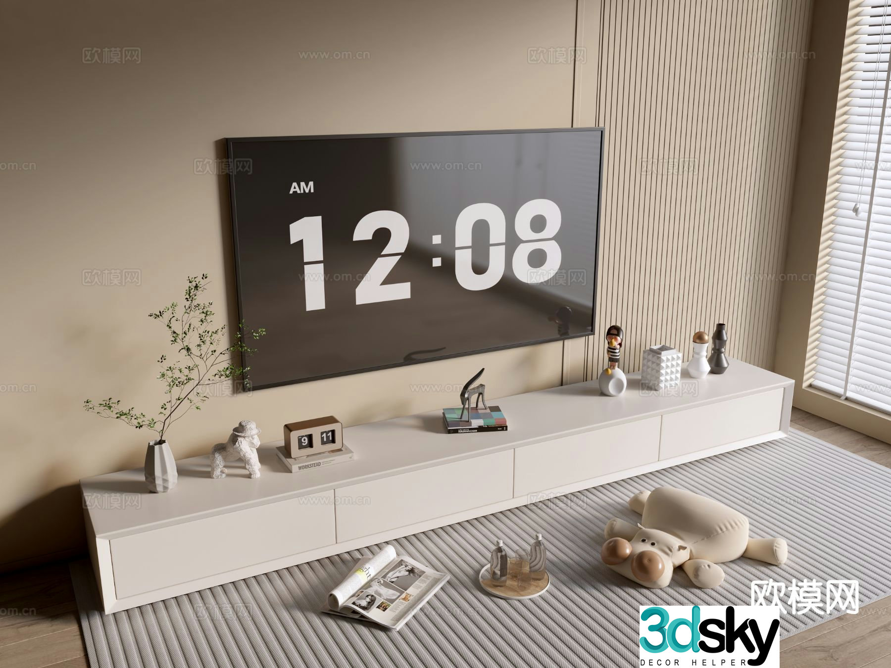 Cream style TV cabinet 3d model