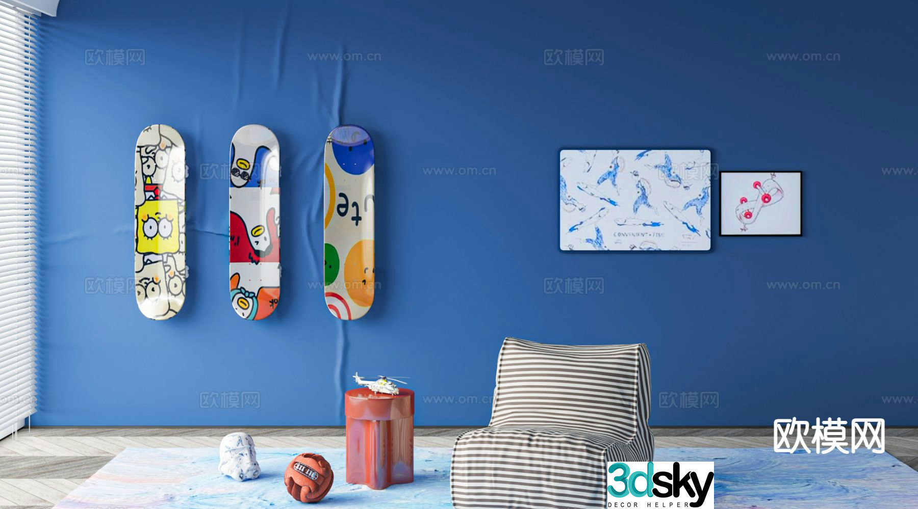 Modern children’s room hanging painting 3d model