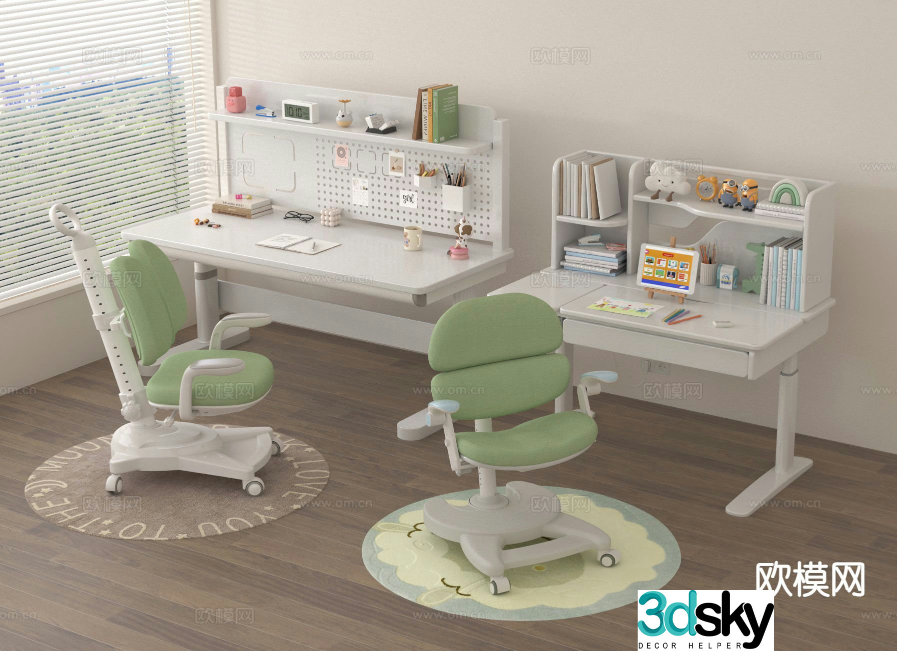 Study table and chair desk children’s table and chair 3d model