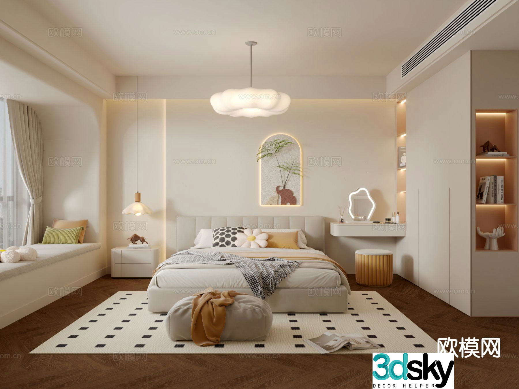 Cream style bedroom master bedroom 3d model