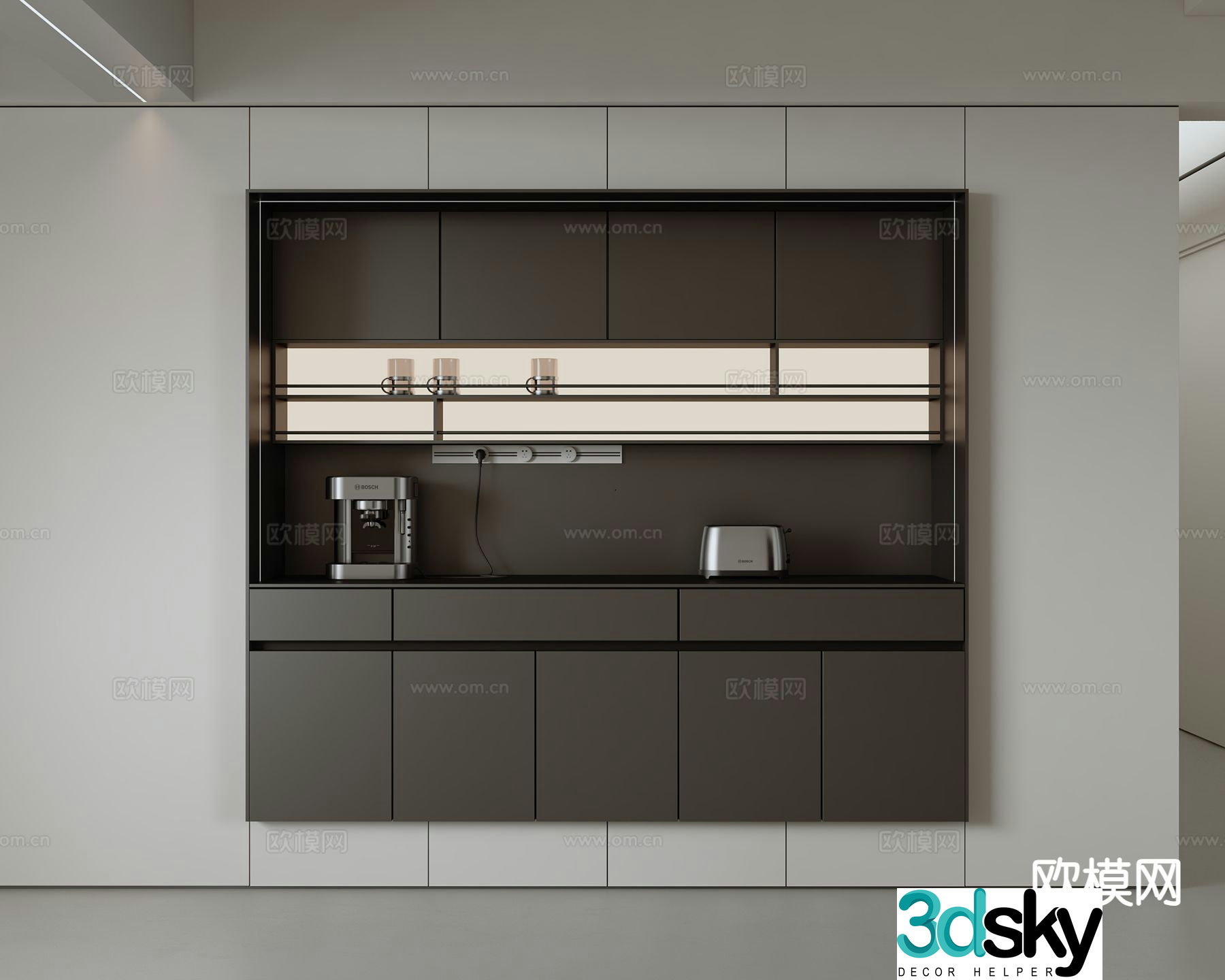 Modern minimalist sideboard 3d model