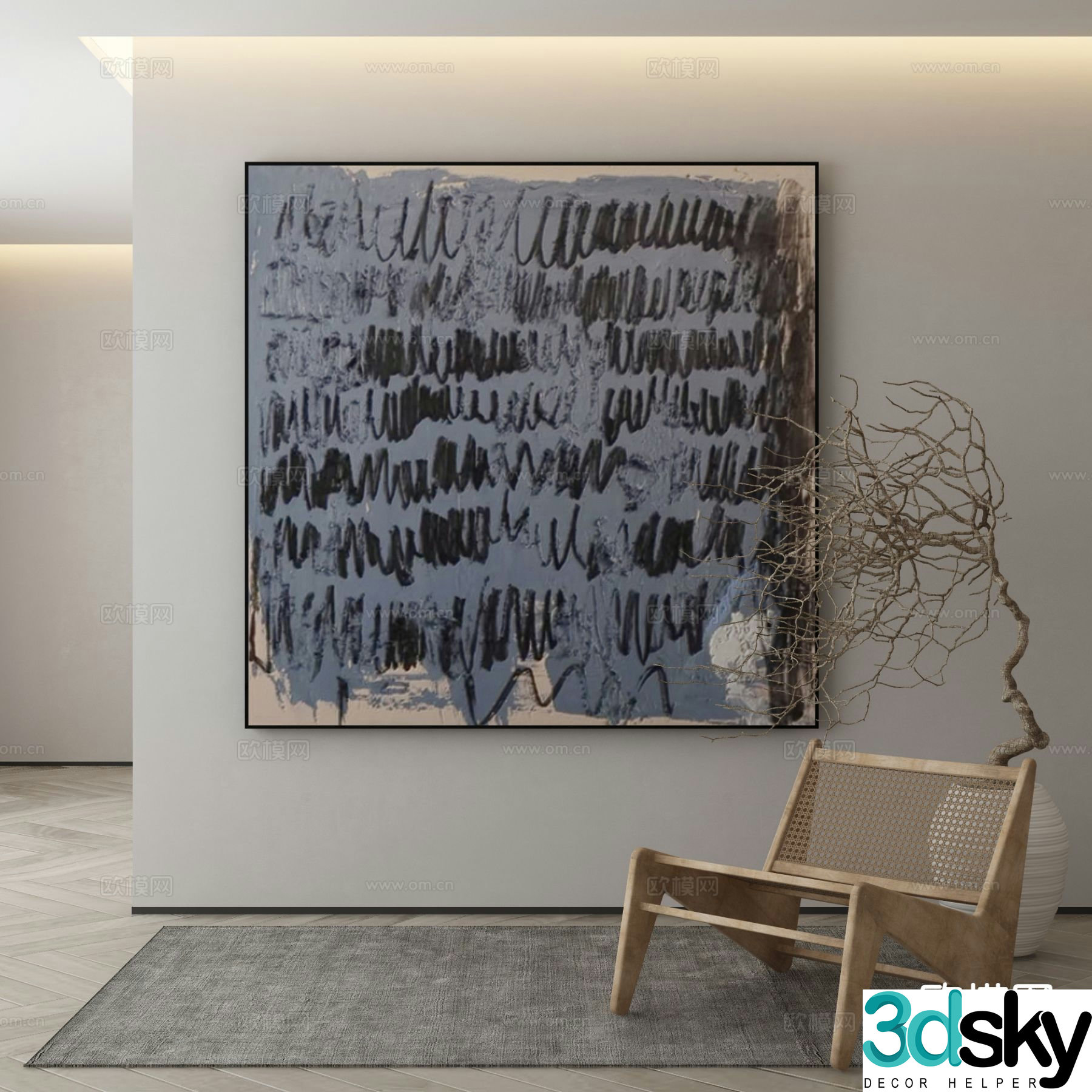 Modern texture painting decorative painting 3d model