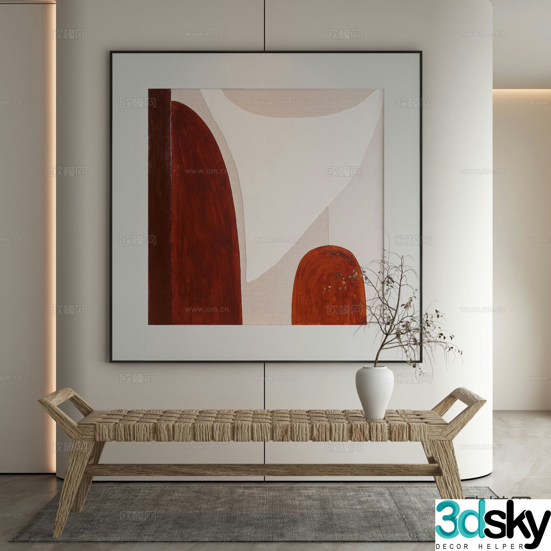 Modern texture painting decorative painting 3d model